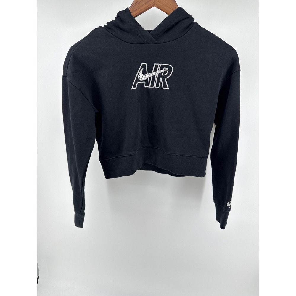 Nike Air Cropped Hoodie Sweatshirt Black Size L Pullover Long Sleeve